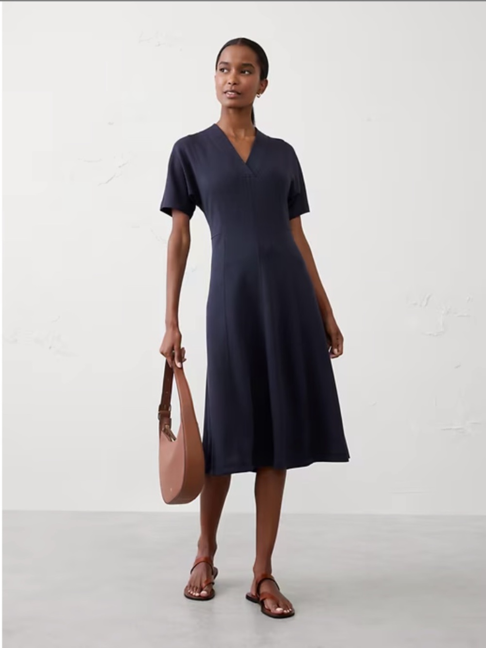 Banana Republic Soft Touch V-Neck Midi Dress :: Preppy Navy :: NWT